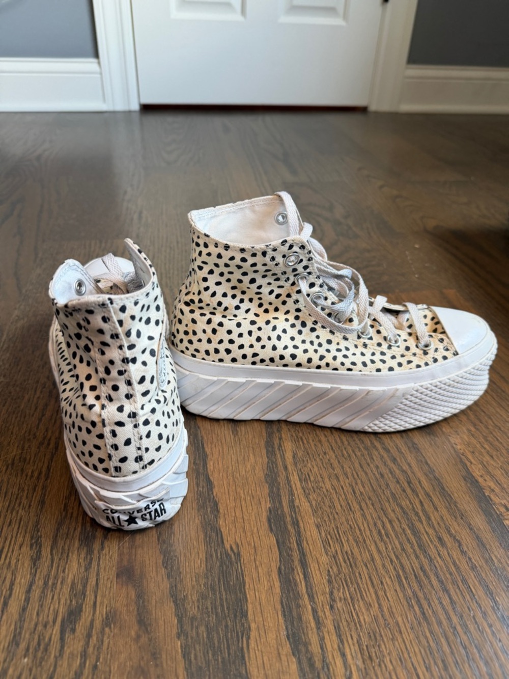 Converse Platform High Top Sneakers - White with Black Spots - Picture 4 of 5